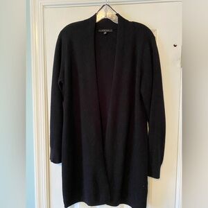 Cyrus Classic Black Waffle Knit Open Cardigan